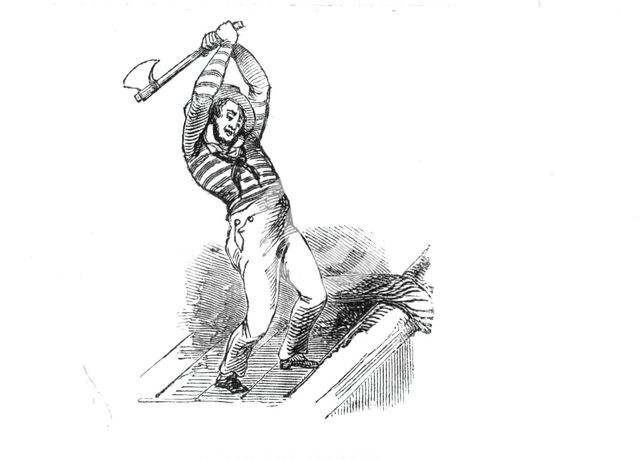 Chopping the hauser, 1842. Creator: Unknown.