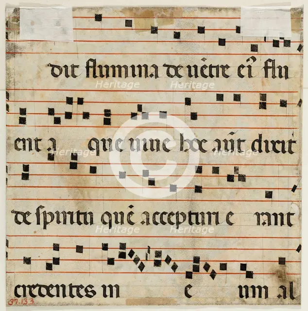 Choral Leaf Fragment: Text with Musical Notation, early 15th century. Creator: Lorenzo Monaco.