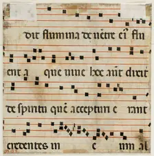 Choral Leaf Fragment: Text with Musical Notation, early 15th century. Creator: Lorenzo Monaco