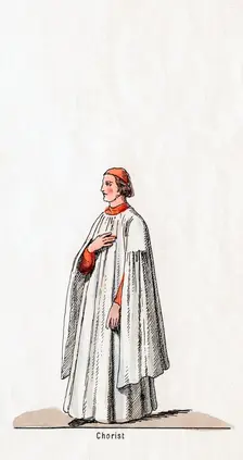 Chorister, costume design for Shakespeare's play, Henry VIII, 19th century