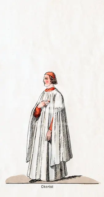 Chorister, costume design for Shakespeare's play, Henry VIII, 19th century. Artist: Unknown