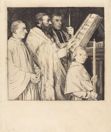 Choristers, 1st plate (Le lutrin). Creator: Alphonse Legros