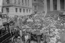 Chorus girls in Wall St., between c1915 and c1920. Creator: Bain News Service