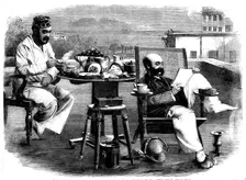 "Chota Haziree", or Little Breakfast, in India, from a photograph by A. Williamson, 1858. Creator: Unknown