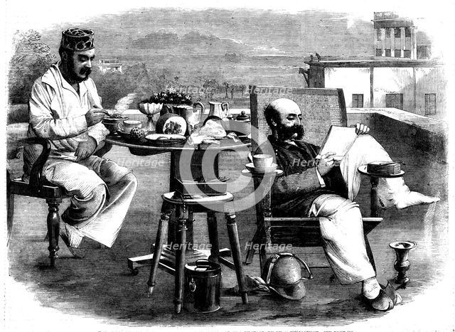 "Chota Haziree", or Little Breakfast, in India, from a photograph by A. Williamson, 1858. Creator: Unknown.