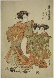 Chozan of the Chojiya, from the series "Models for Fashion: New Designs as Fresh..., c. 1776. Creator: Isoda Koryusai