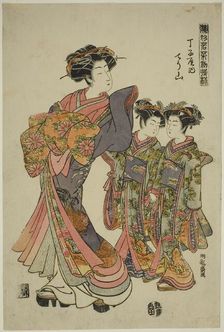 Chozan of the Chojiya, from the series "Models for Fashion: New Designs as Fresh as..., c. 1776. Creator: Isoda Koryusai