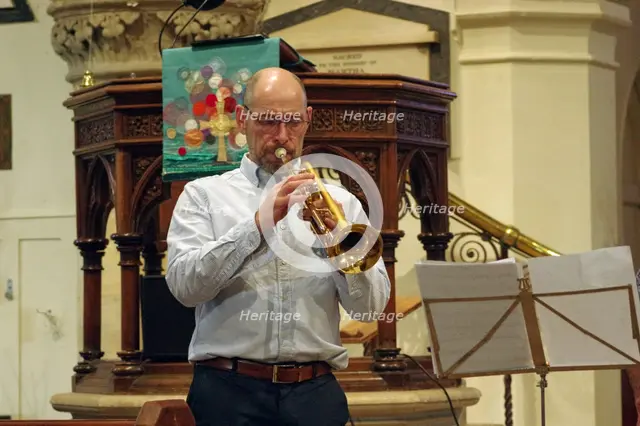 Chris Coull, Tim Whitehead Quintet, Chris Coull Promotion, St Andrew’s Church, Hove, August 2025. Creator: Brian O'Connor.