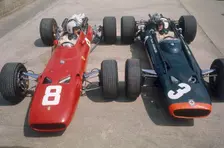 Chris Amon and Jackie Stewart at the British Grand Prix, Silverstone, Northamptonshire, 1967