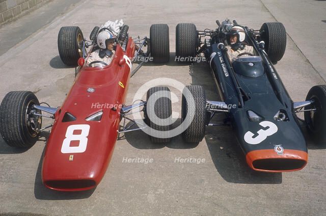 Chris Amon and Jackie Stewart at the British Grand Prix, Silverstone, Northamptonshire, 1967. Artist: Unknown