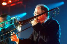 Chris Barber, Brecon Jazz Festival, Powys, Wales. Artist: Brian O'Connor