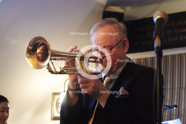 Chris Hodgkins, Splash Point Jazz Club, Plough Inn, Rottingdean, East Sussex, 17 May 2019. Creator: Brian O'Connor.