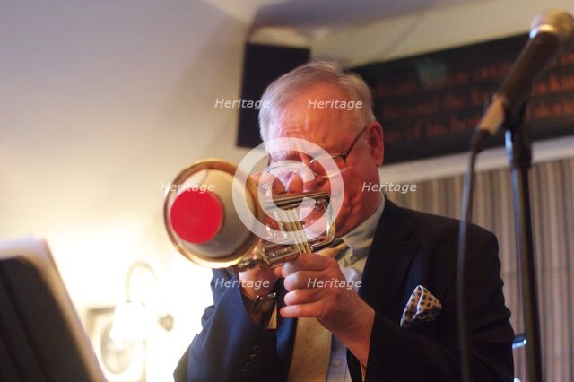 Chris Hodgkins, Splash Point Jazz Club, Plough Inn, Rottingdean, East Sussex, 17 May 2019. Creator: Brian O'Connor.