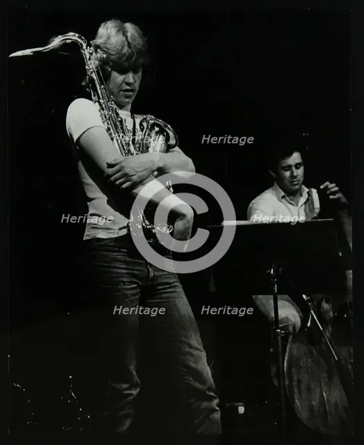 Chris Hunter and Chris Laurence on stage at The Stables, Wavendon, Buckinghamshire. Creator: Denis Williams.