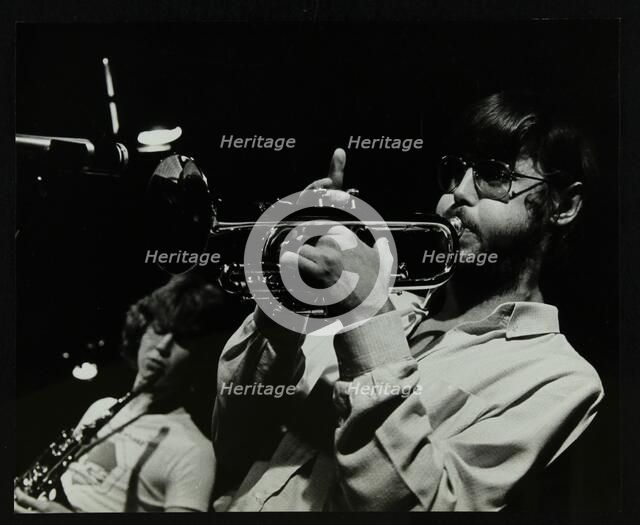 Chris Hunter (saxophone) and Guy Barker (trumpet) playing at The Stables, Wavendon, Buckinghamshire. Artist: Denis Williams