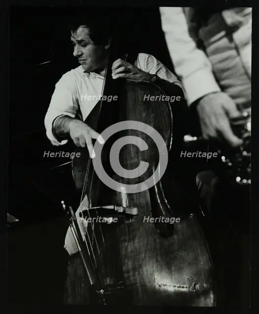Chris Laurence playing the double bass at The Stables, Wavendon, Buckinghamshire. Creator: Denis Williams.