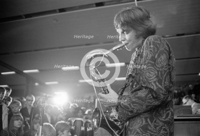 Chris Wood, saxophonist with Traffic, in concert at Landskrona, Sweden, 1967. Creator: Unknown.