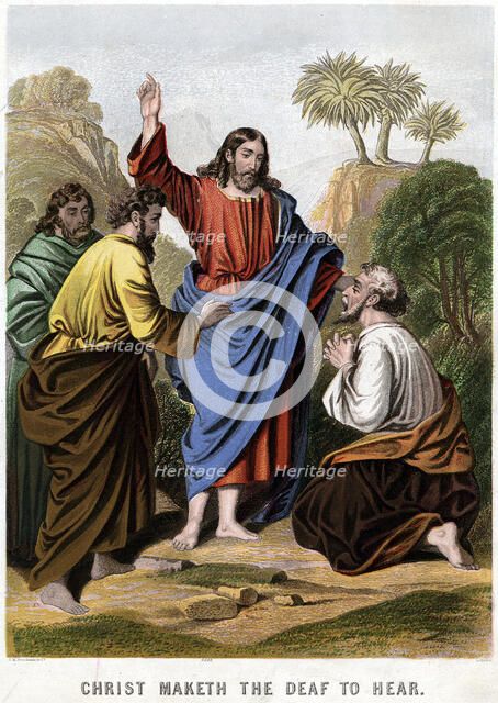 'Christ Maketh the Deaf to Hear', 1860. Artist: Kronheim & Co