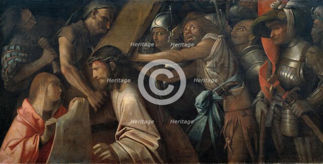 Christ meets Saint Veronica, c1535-1540. Creator: Cariani, Giovanni (ca. 1485-1547).