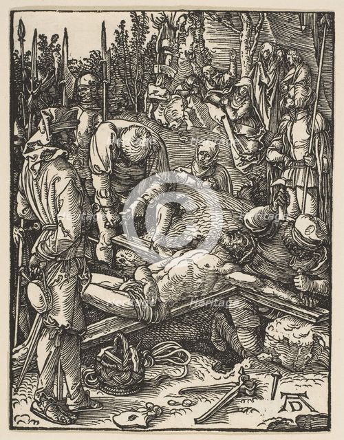 Christ Nailed to the Cross, from The Small Passion, ca. 1509. Creator: Albrecht Durer.