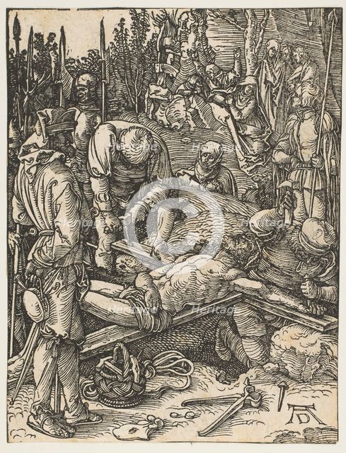 Christ Nailed to the Cross, from The Small Passion, ca. 1509. Creator: Albrecht Durer.