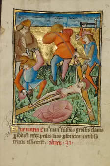 Christ Nailed to the Cross; Illustrated Vita Christi, with devotional supplements, about 1480-1490. Creator: Unknown