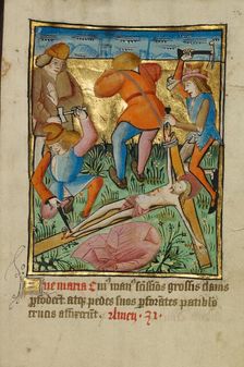 Christ Nailed to the Cross; Illustrated Vita Christi, with devotional supplements, about 1480-1490. Creator: Unknown