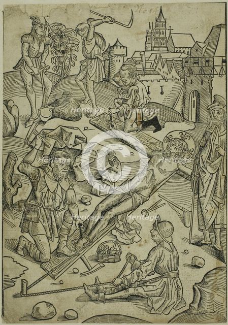 Christ Nailed to the Cross, page 85 from the Treasury (Schatzbehalter), 1491. Creator: Michael Wolgemut.