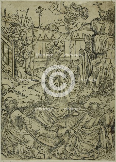Christ on Mount of Olives, page 52 from the Treasury (Schatzbehalter), 1491. Creator: Michael Wolgemut.