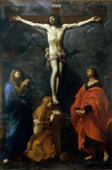 Christ on the cross with Mary, John and Mary Magdalene, c. 1617. Creator: Reni, Guido (1575-1642)