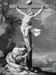 Christ on the Cross with Mary Magdalene, 1640/50. Creator: Simon Vouet