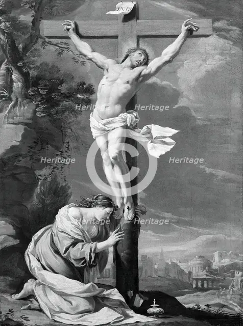 Christ on the Cross with Mary Magdalene, 1640/50. Creator: Simon Vouet.