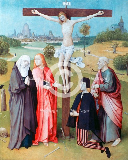 'Christ on the Cross with Donors and Saints', c1480-1516. Artist: Hieronymus Bosch