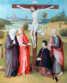 Christ on the Cross with Donors and Saints c1480-1516. Artist: Hieronymus Bosch