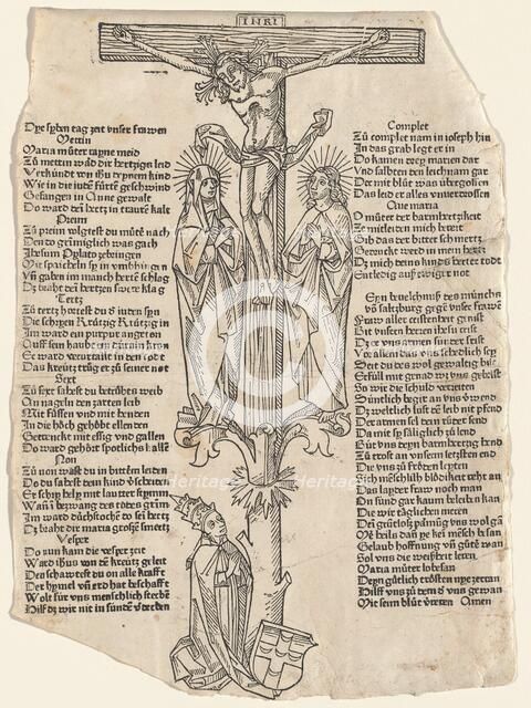 Christ on the Cross with Pope Pius II, c. 1475. Creator: Unknown.