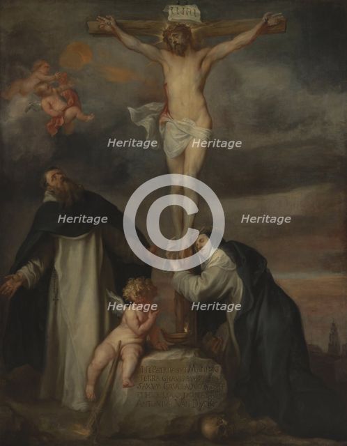 Christ on the Cross with Saint Catherine of Siena, Saint Dominic and an Angel, 1622-1627. Creator: Dyck, Sir Anthony van (1599-1641).
