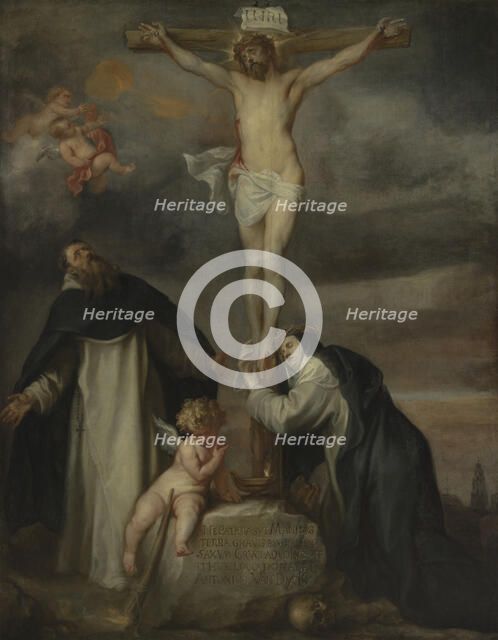 Christ on the Cross with Saint Catherine of Siena, Saint Dominic and an Angel, 1622-1627. Creator: Anthony van Dyck.