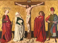 Christ on the cross with saints, 1475/80. Creator: Master of Großgmain
