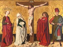 Christ on the cross with saints, 1475/80. Creator: Master of Großgmain