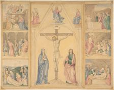 Christ on the Cross with Six Scenes from the Life of Christ, ca. 1850. Creator: Eduard von Steinle