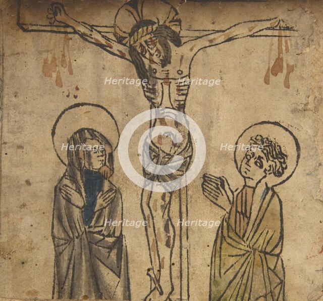 Christ on the Cross with the Virgin and St. John (Schr. 427a), 15th century., 15th century. Creator: Anon.