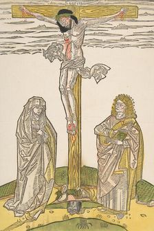 Christ on the Cross with the Virgin and Saint John, 15th century., 15th century. Creator: Anon
