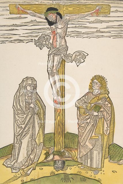 Christ on the Cross with the Virgin and Saint John, 15th century., 15th century. Creator: Anon.