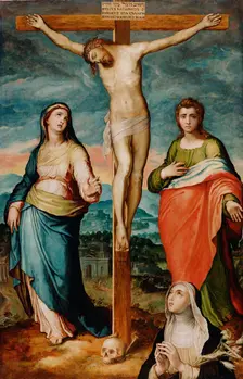 Christ on the Cross with the Virgin, Saint John the Evangelist, and Saint..., about 1570. Creator: Marco Pino