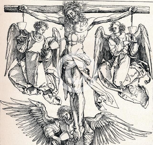 'Christ on the Cross with Three Angels', 1523-1525 (1906). Artist: Albrecht Durer.