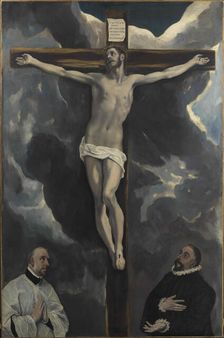 Christ on the Cross adored by two Donor, End of 16th cen.. Creator: El Greco, Dominico (1541-1614)