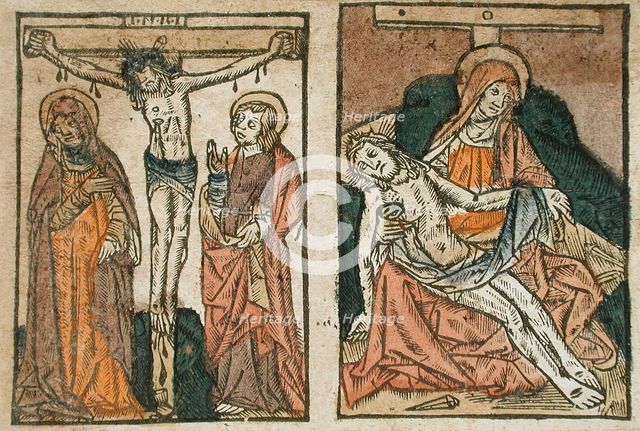 Christ on the Cross and The Lamentation (Pietà), c1480. Creator: Unknown.