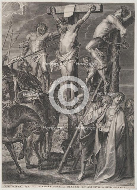 Christ on the cross between the two thieves, ca. 1631. Creator: Anon.