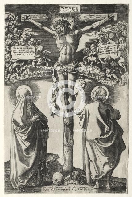 Christ on the cross between the virgin and St. John, 1542. Creator: Hans Brosamer (German, c. 1500-1554).