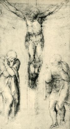 Christ on the Cross between the Virgin and St John c1560-1564, (1943). Creator: Michelangelo Buonarroti